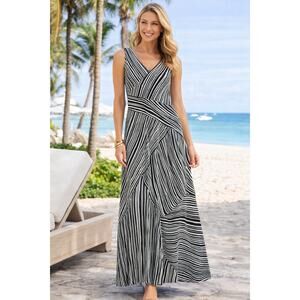 Tommy Bahama Stripe Maxi Dress NWT Black White Size S P 4/6